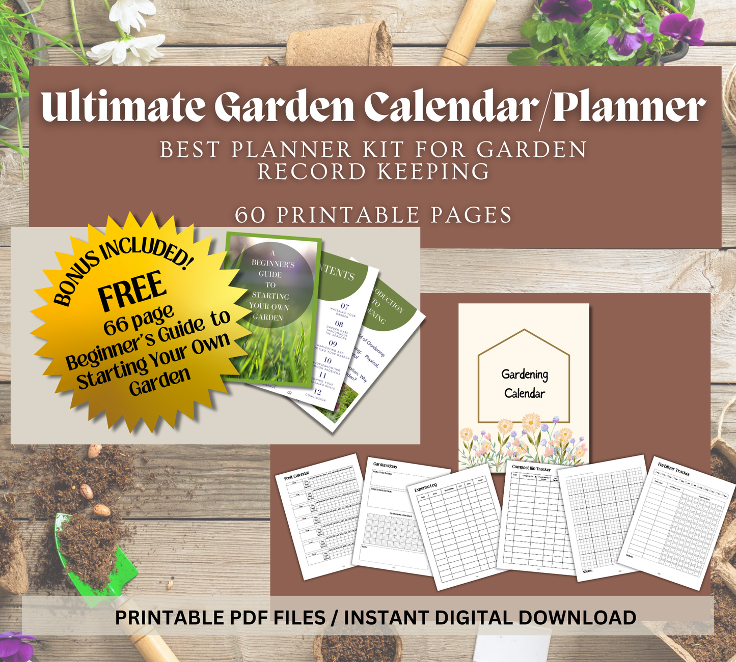 Gardening Planner| Printable PDF| Garden Journal Tracker Digital| Indoor Plant Care A5| House Plant Watering Schedule| Garden Logbook PDF, 100% PLR Rights