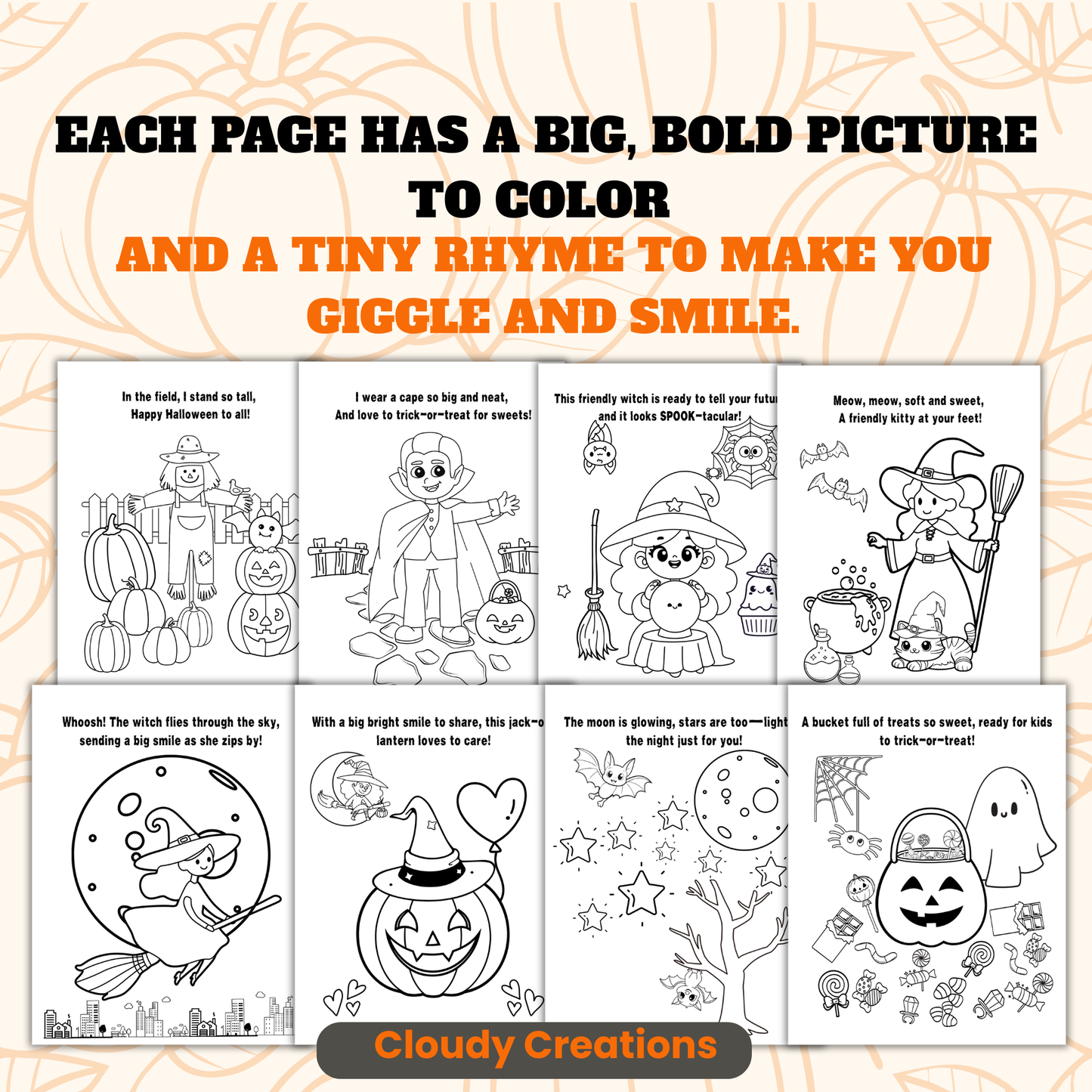 20 Cute Halloween Coloring Pages | Toddlers & Kids Printable PDF