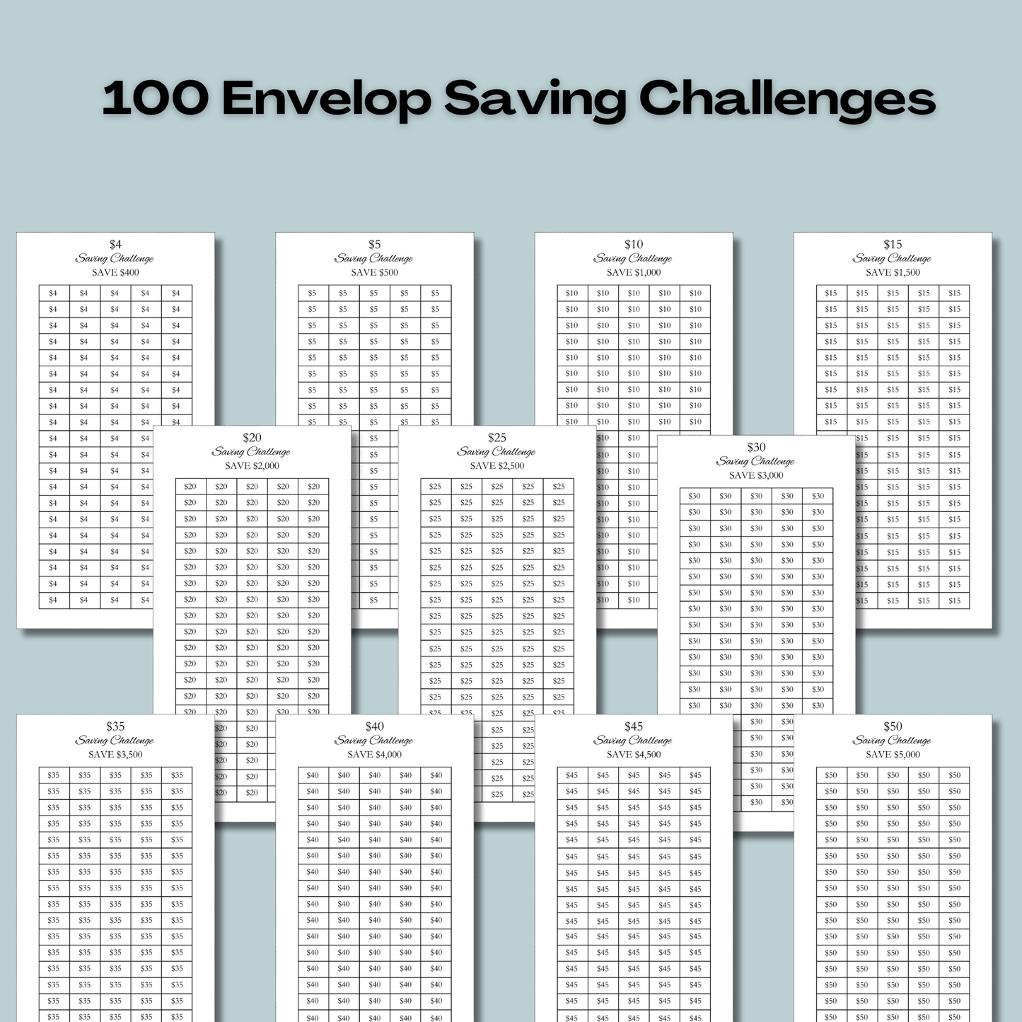 Money Savings Challenges Mega Bundle – A6 & A4 Printable Trackers, Budget Binder, 100 Envelope Challenge, Finance Planner