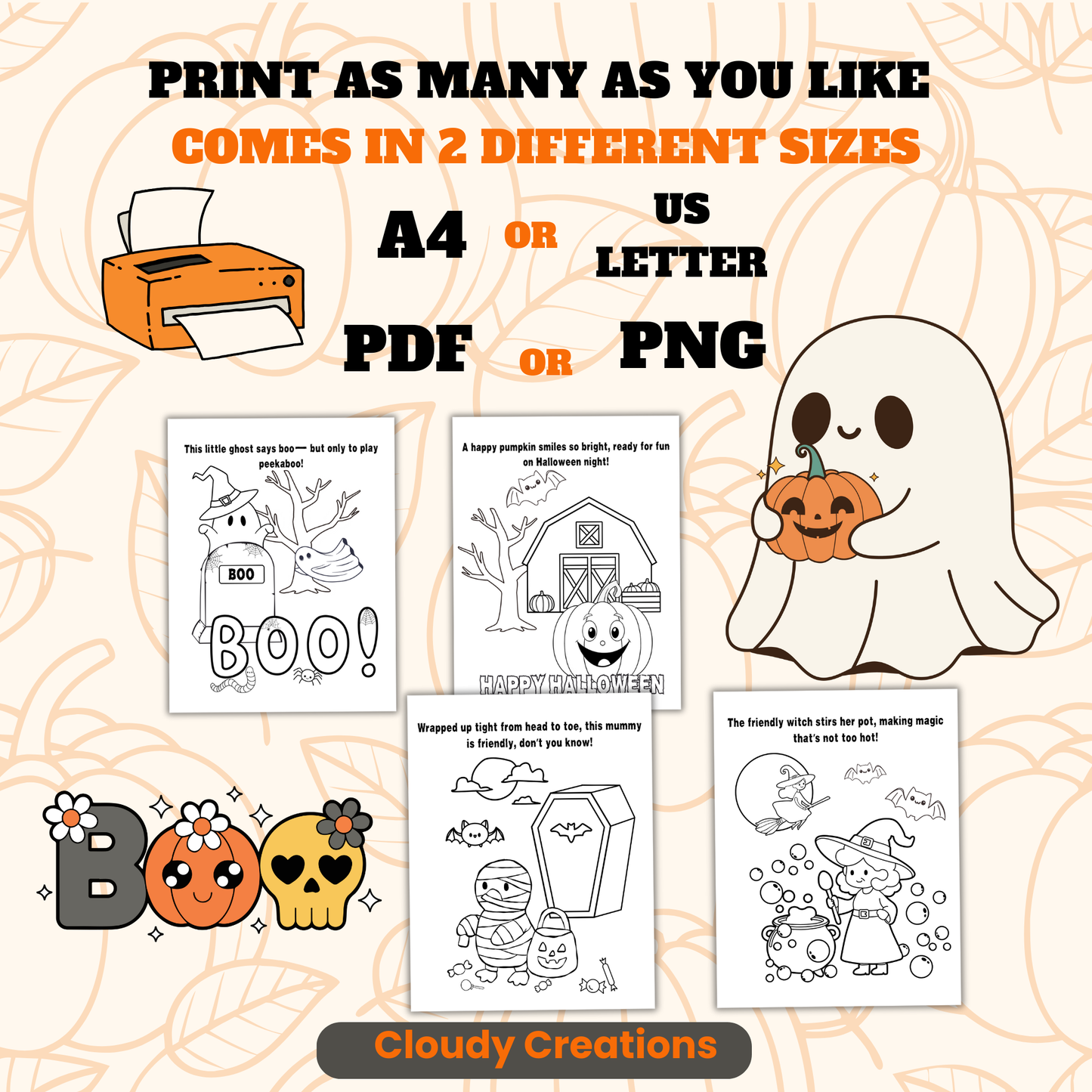 20 Cute Halloween Coloring Pages | Toddlers & Kids Printable PDF