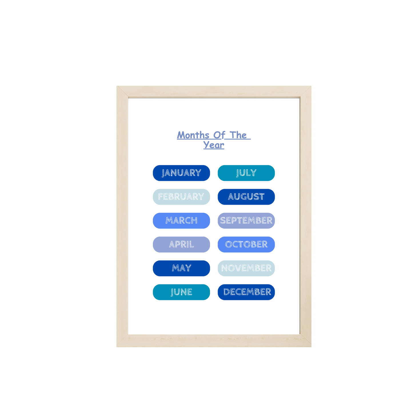 Blue Educational Posters, 12 Homeschool Prints, Montessori Classroom Decor, Toddler Playroom, Sky Kids Nursery, Blue Playroom Wall Art Print