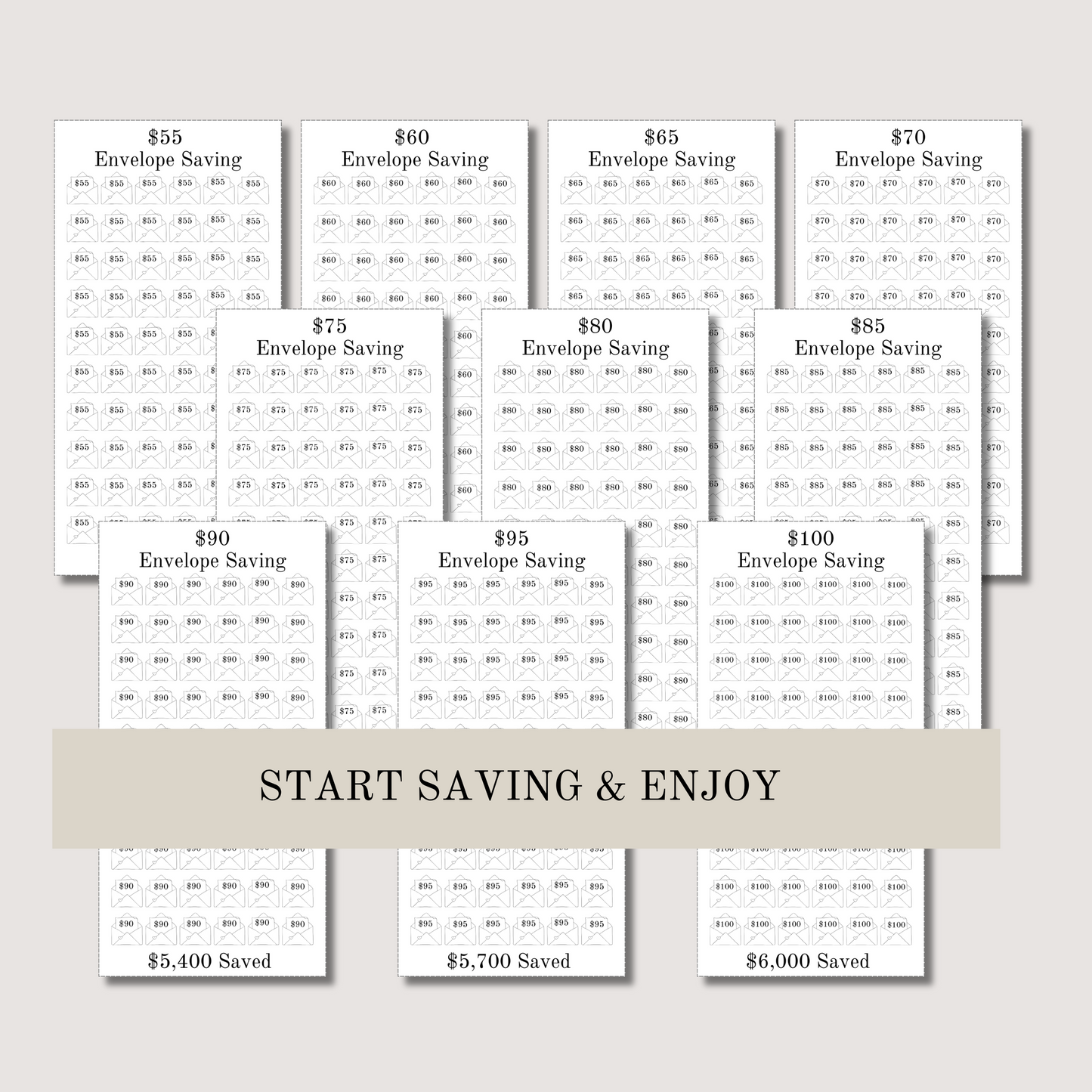 Money Saving Challenge | Savings Tracker Pintables | Savings Tracker Bundle | 100 Envelope Challenge | Money Saving Challenge Printable