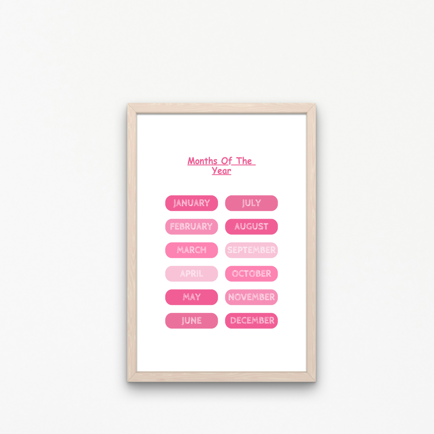 Set of 12 Educational Pink Wall Art| Classroom Posters| Homeschool Printables| Educational Poster| Alphabet Poster| Kid Wall Art| Playroom