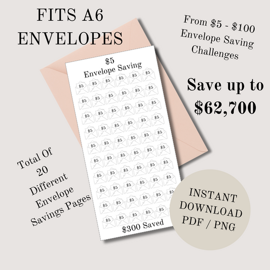 Money Saving Challenge | Savings Tracker Pintables | Savings Tracker Bundle | 100 Envelope Challenge | Money Saving Challenge Printable